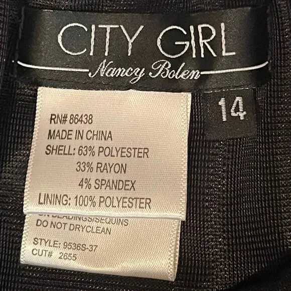 Nancy Bolen Black Embroidered Beaded Midi Skirt Size 14 - Picture 8 of 11